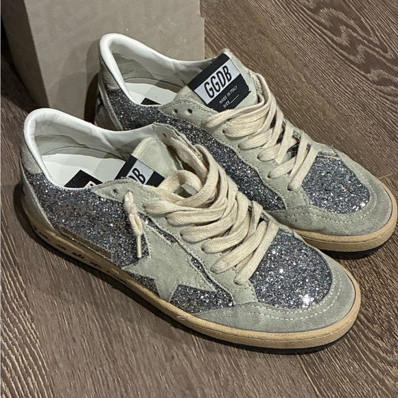 Golden Goose Silver Glitter Star Sneakers - Picture 4 of 8